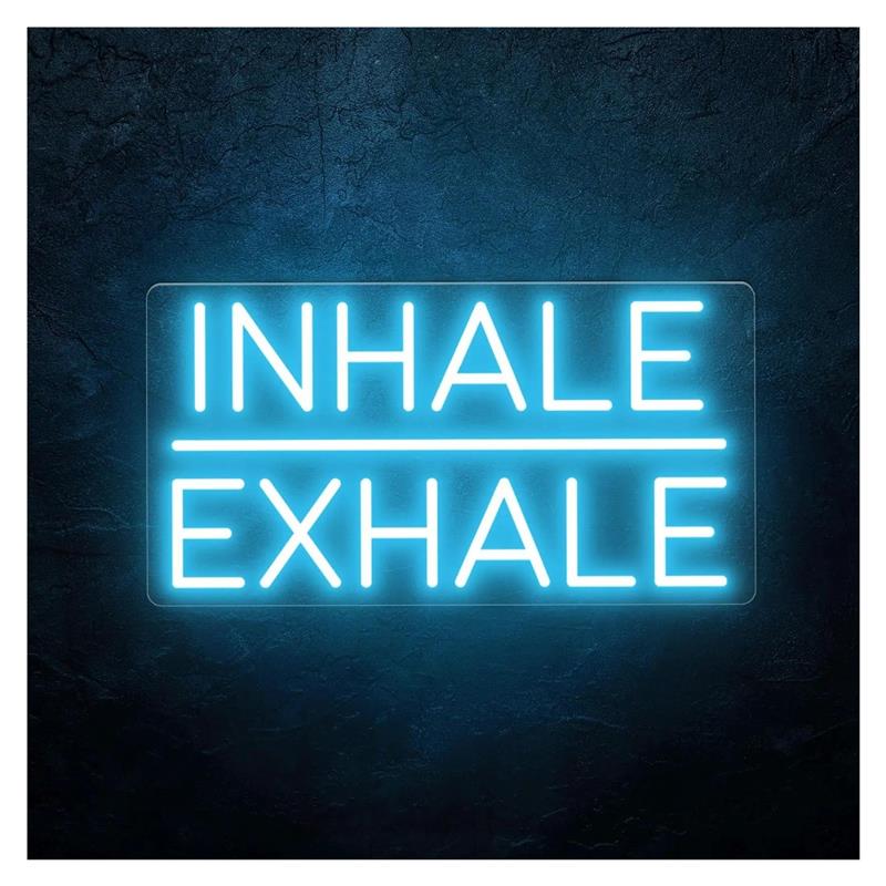Yoga Fitness Power Yoga - Inhale Exhale Neonschild, dimmbar, USB-betrieben, für
