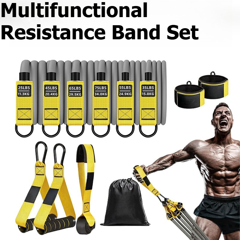 Suspension Trainer Trx - Multifunktionales 12-teiliges Widerstandsband-Set 300lbs mit Türanker